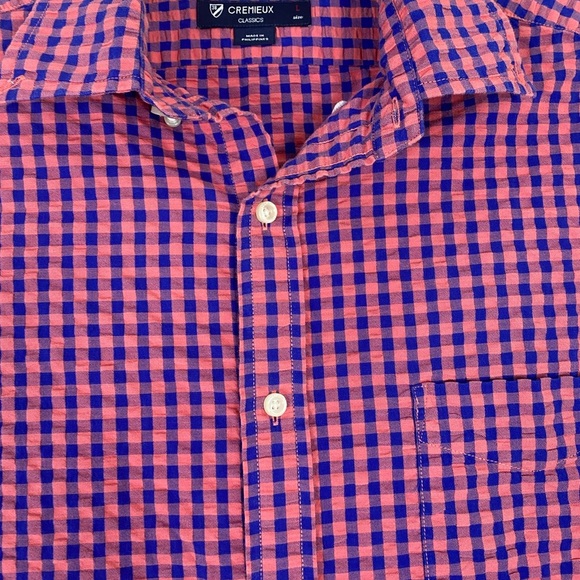 Daniel Cremieux Purple & Coral Buffalo Plaid Button Down Dress Shirt size Large - Picture 4 of 7
